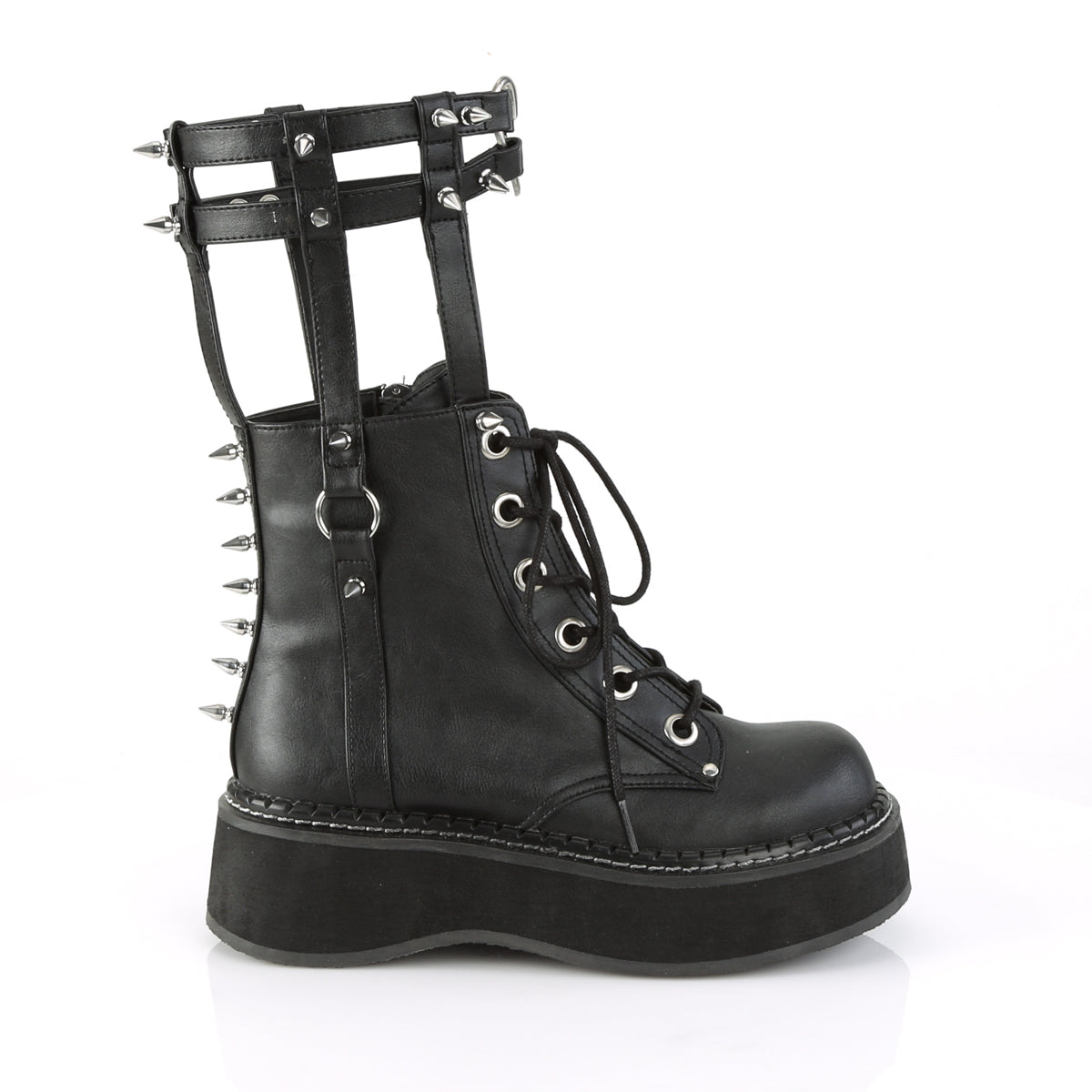 DemoniaCult Stivali da donna EMILY-357 pelle vegana BLK