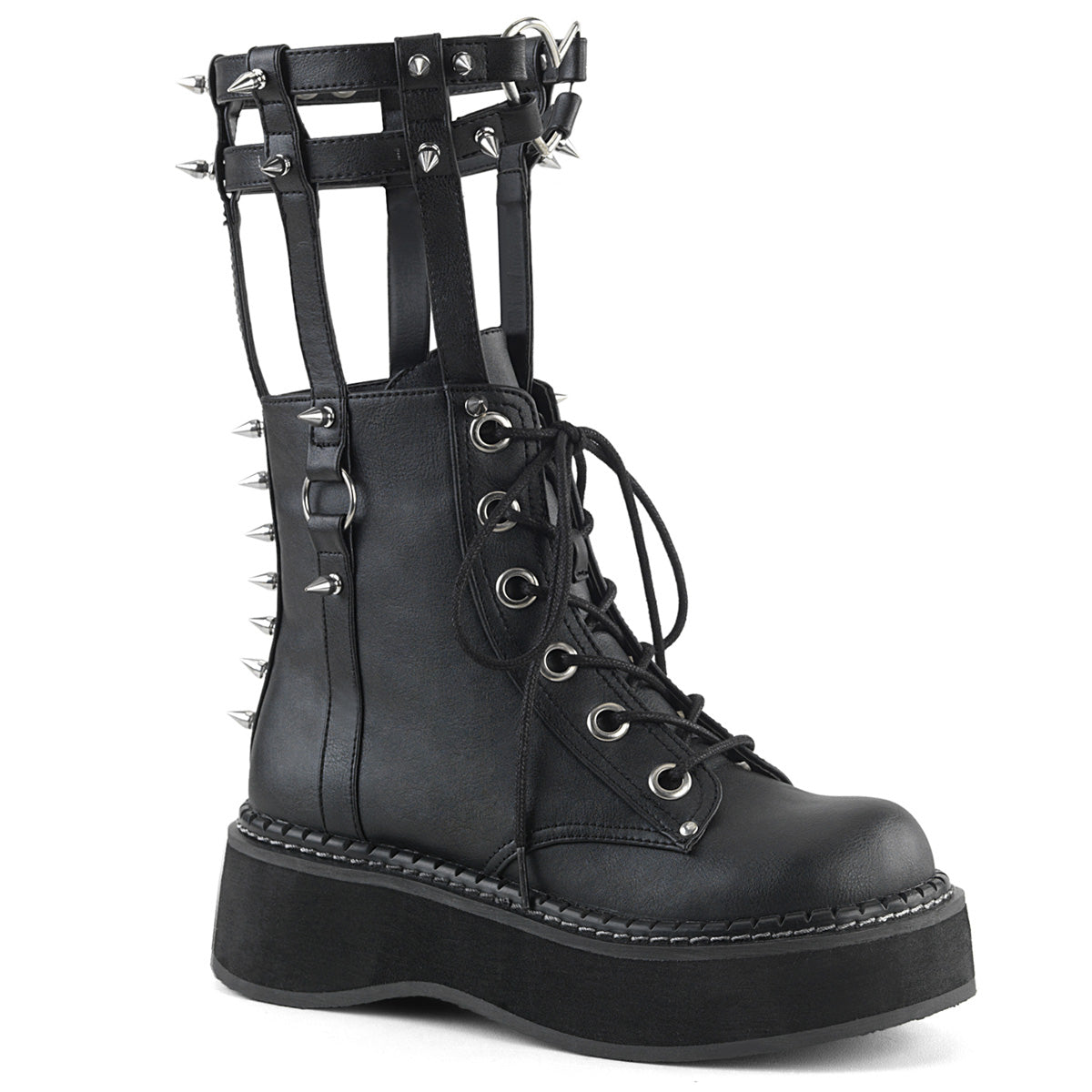 DemoniaCult Stivali da donna EMILY-357 pelle vegana BLK