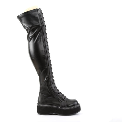 Clearance/Overstock DemoniaCult Womens Boots EMILY-375 Blk Str Vegan Leather