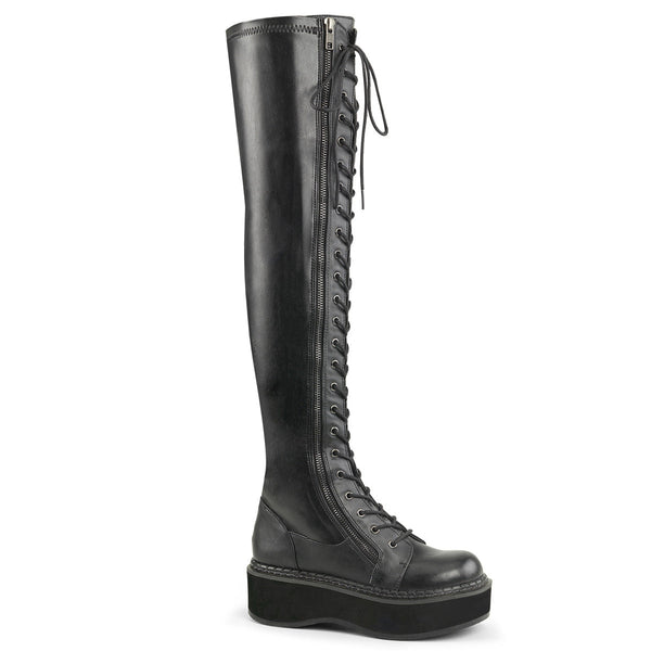 DemoniaCult Stivali da donna EMILY-375 BLK STR VEGAN PELLE