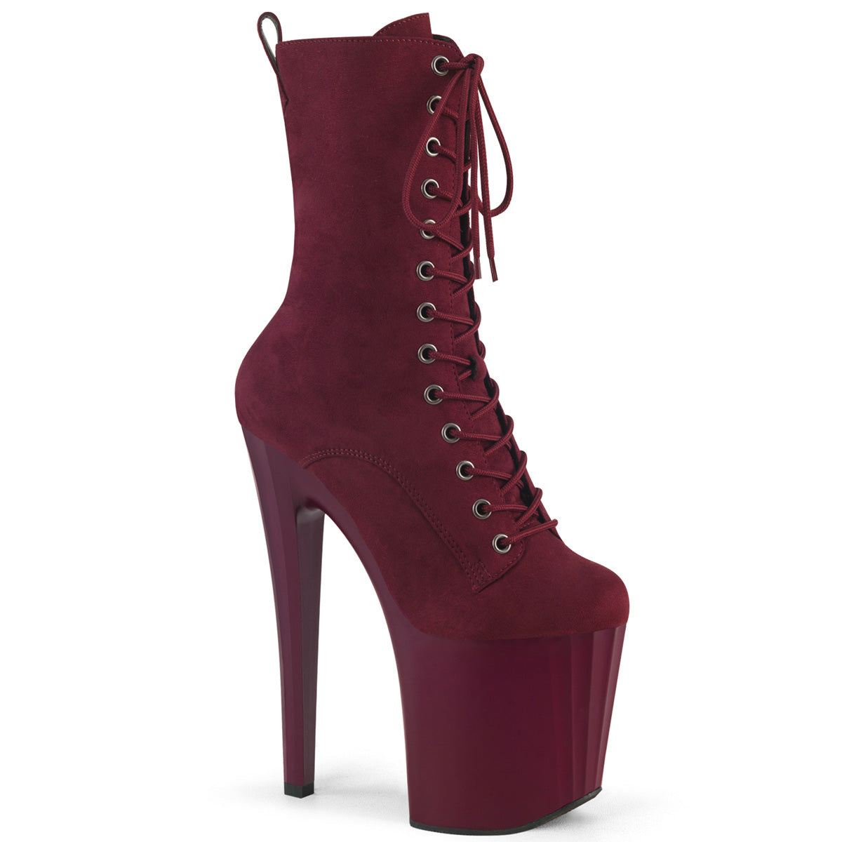 Pleaser   ENCHANT-1040 Burgundy Faux Suede/Burgundy Matte