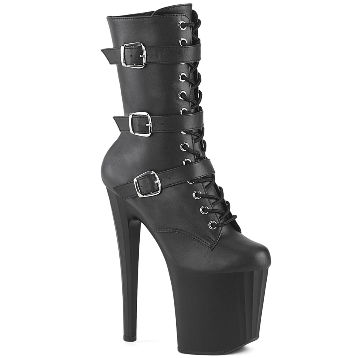 Pleaser   ENCHANT-1043 Blk Faux Le/Blk Matte