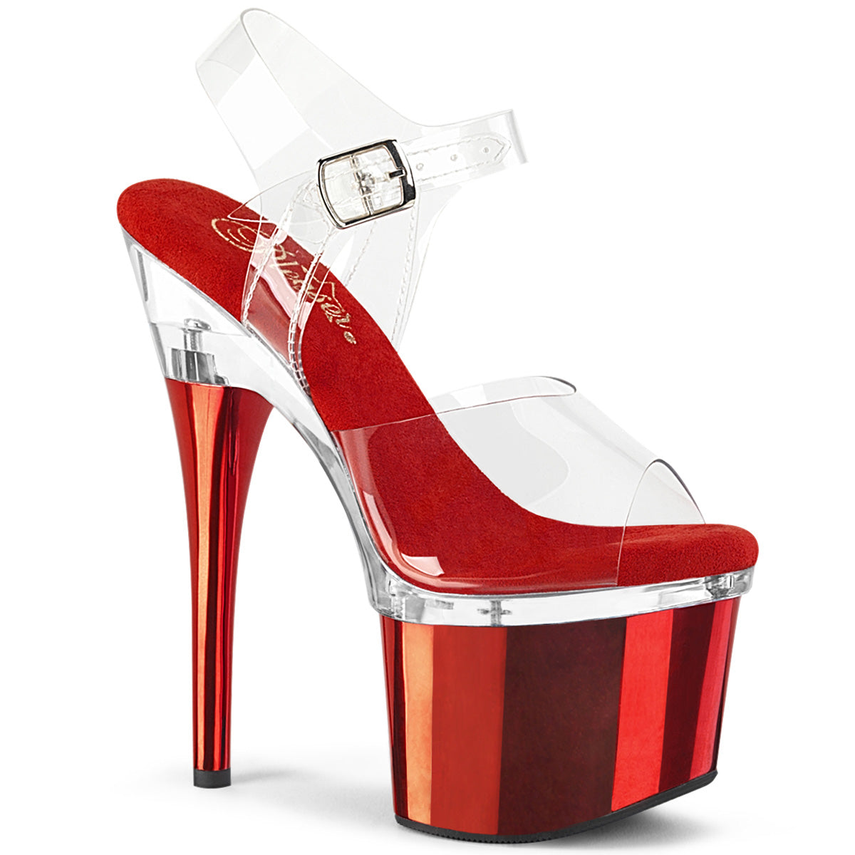 Pleaser  Sandali ESTEEM-708 Clr/Clr-Red Chrome