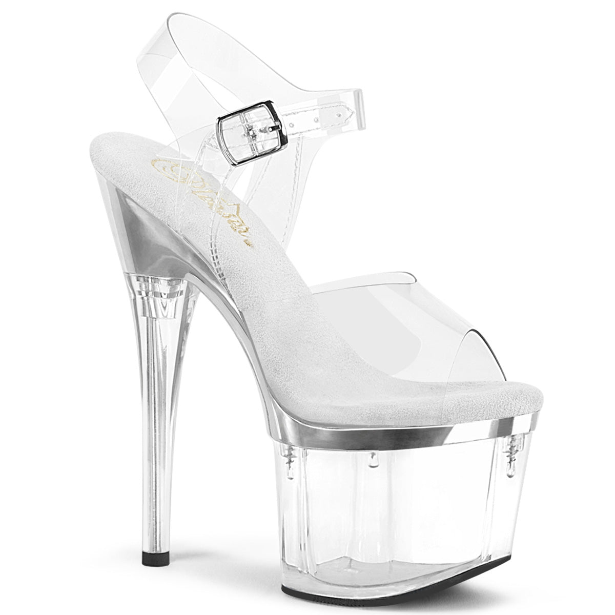 Pleaser  Sandali ESTEEM-708 CLR/SLV Chrome-Clr