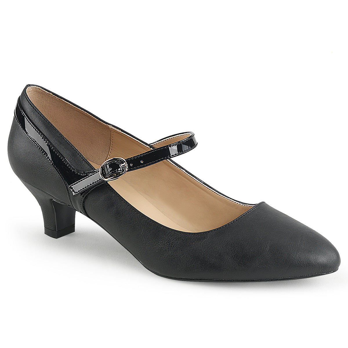 Pleaser Pink Label Womens Pumps FAB-425 Blk Faux Leather-Pat