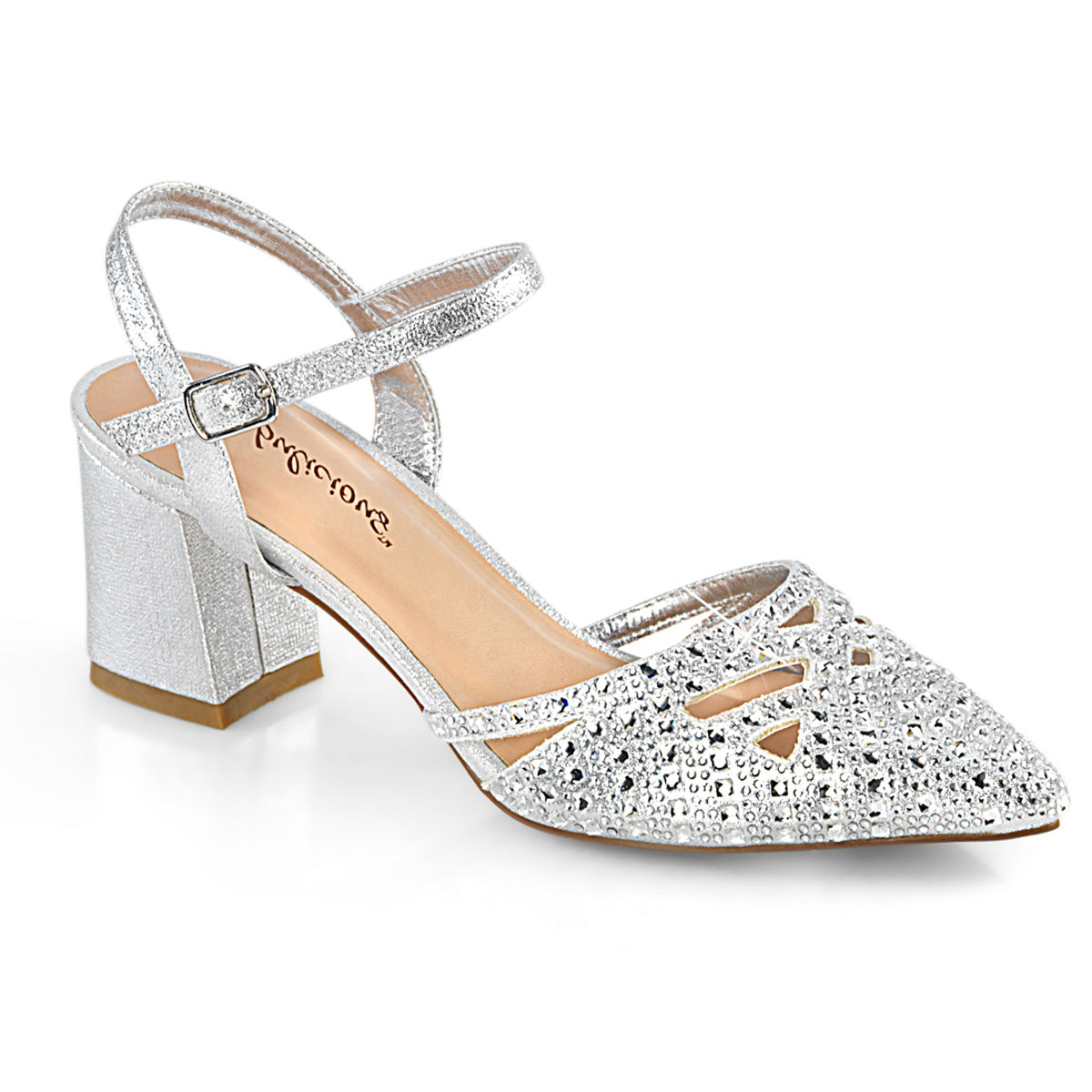 Fabulicious Pompe da donna FAYE-06 tessuto scintillante SLV