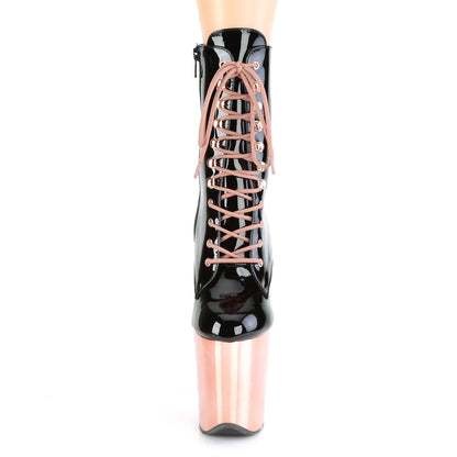 Pleaser Stivaletti da donna FLAMINGO-1020 BLK PAT / Rose Gold Chrome