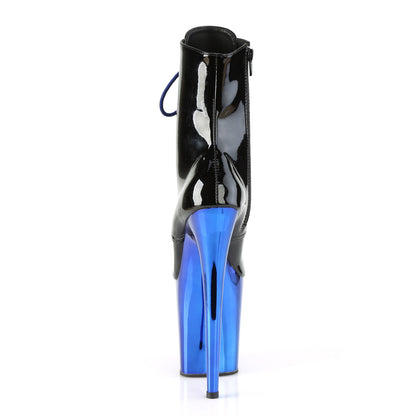Pleaser Stivaletti da donna FLAMINGO-1020 BLK PAT / Royal Blue Chrome