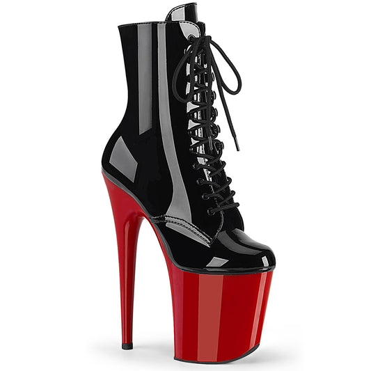 Pleaser Stivaletti da donna FLAMINGO-1020 BLK PAT / RED