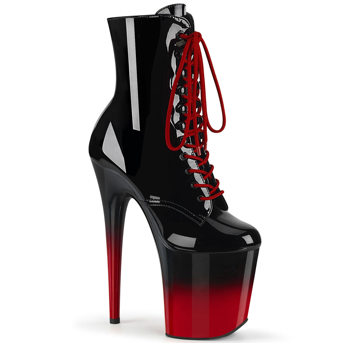 Pleaser Stivaletti da donna FLAMINGO-1020BR-H BLK PAT / BLK-RED