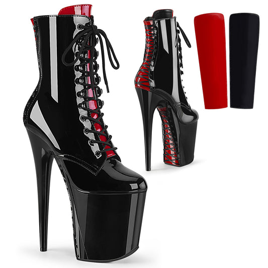 Pleaser Stivaletti da donna FLAMINGO-1020FH BLK PAT / BLK