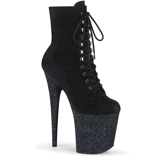 Pleaser Stivaletti da donna FLAMINGO-1020FSMG BLK FAUX SOMEDE / BLK MULTI MINI glitter