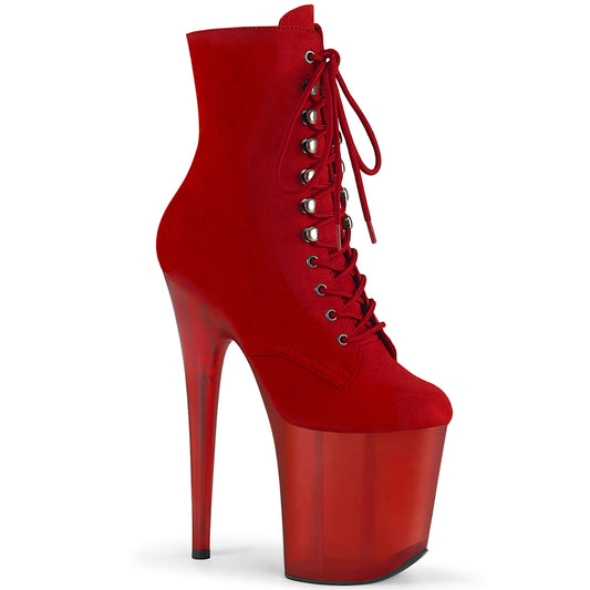 Pleaser Stivaletti da donna FLAMINGO-1020FST Rosso in finto scamosciato / rosso smerigliato