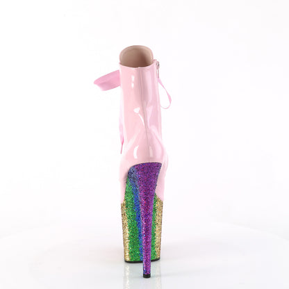 Pleaser   FLAMINGO-1020HG B. Pink Holo Pat/Rainbow Glitter