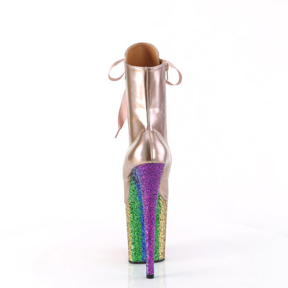 Pleaser   FLAMINGO-1020HG Rose Gold Holo Pat/Rainbow Glitter