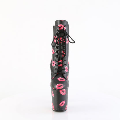 Pleaser Women's Platform Shoes FLAMINGO-1020KISSES Blk Faux Leather/Blk Faux Leather