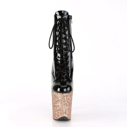 Pleaser Stivaletti da donna FLAMINGO-1020LG BLK PAT / GLOTTO GOLD GOLD