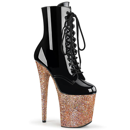 Pleaser Stivaletti da donna FLAMINGO-1020LG BLK PAT / GLOTTO GOLD GOLD