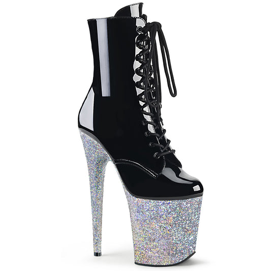 Pleaser Stivaletti da donna FLAMINGO-1020Lg BLK / SLVI multi glitter
