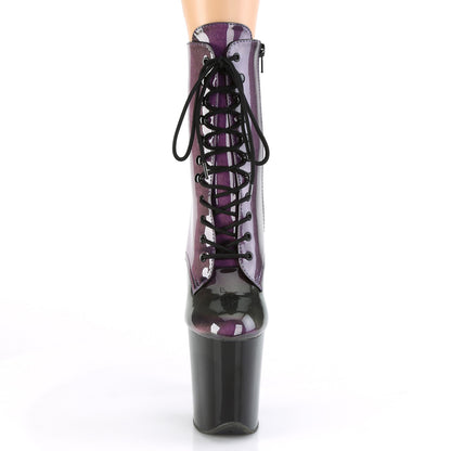 Pleaser Stivaletti da donna FLAMINGO-1020SHG viola-Olive/ Blk.