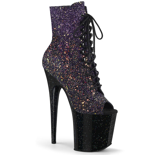 Pleaser Stivaletti da donna FLAMINGO-1021ombie viola multi glitter / blk