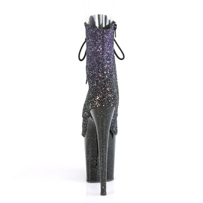 Pleaser Womens Ankle Boots FLAMINGO-1021OMBG Purple Multi Glitter/Blk