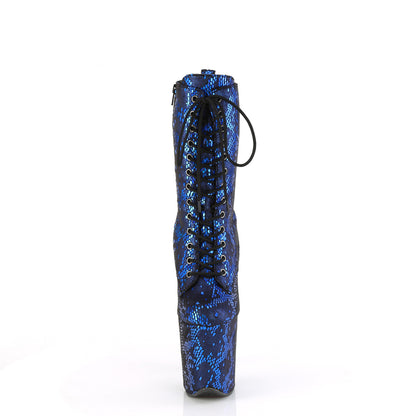 Pleaser   FLAMINGO-1040spf tessuto di stampa a serpente metallico blu/m
