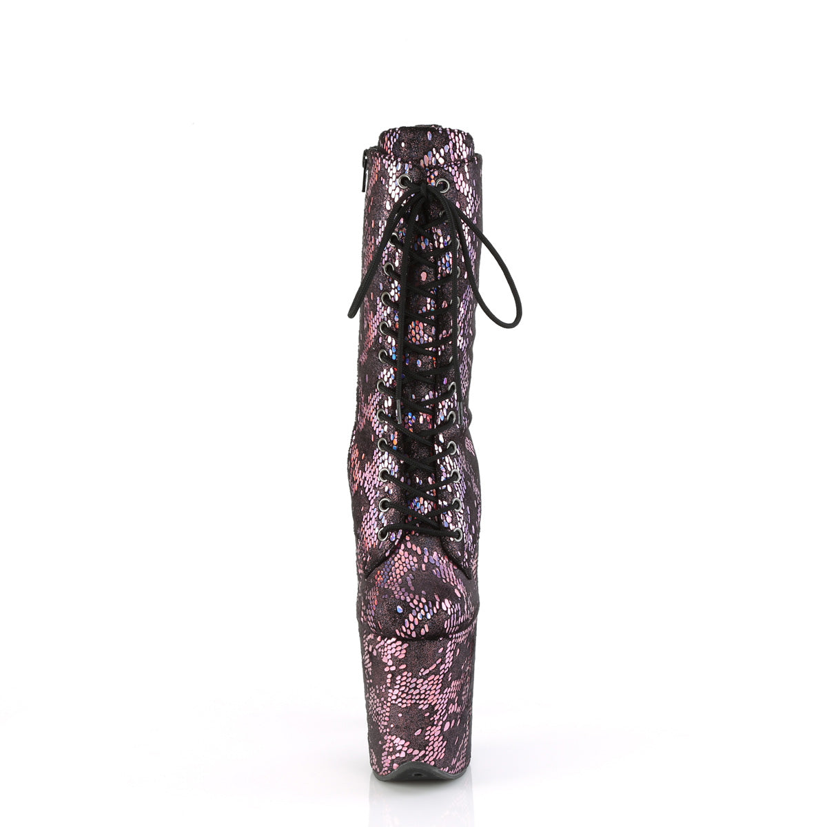 Pleaser   FLAMINGO-1040SPF B. Pink Metallic Holo Snake Print Fabric/M