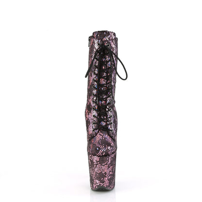 Pleaser   FLAMINGO-1040SPF B. Pink Metallic Holo Snake Print Fabric/M
