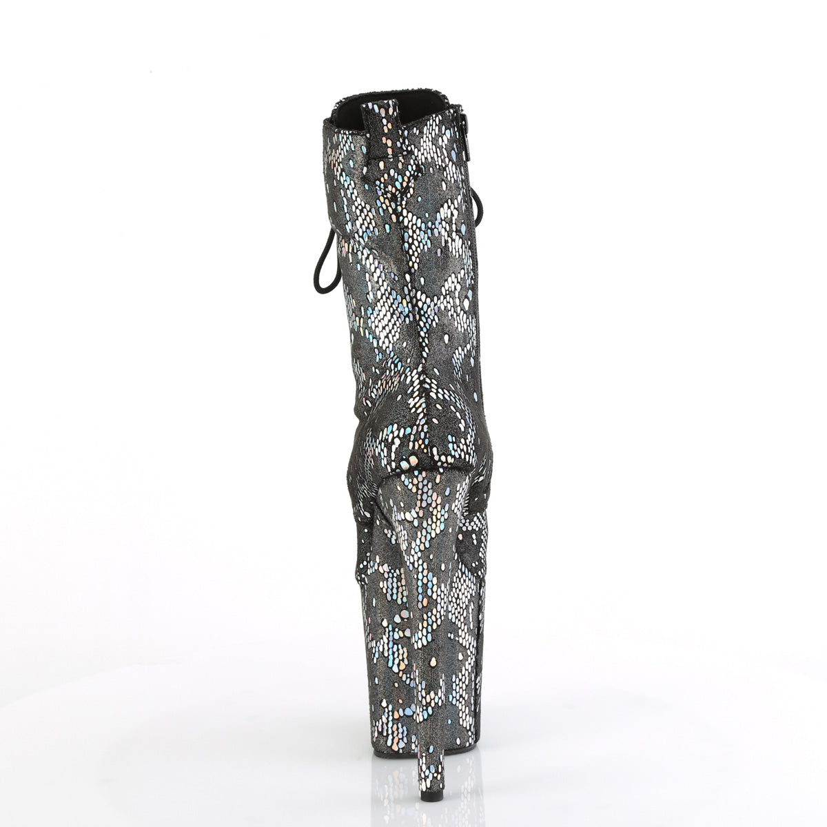 Pleaser   FLAMINGO-1040spf tessuto con stampa a serpente olo metallico d'argento/m