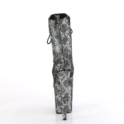 Pleaser   FLAMINGO-1040spf tessuto con stampa a serpente olo metallico d'argento/m