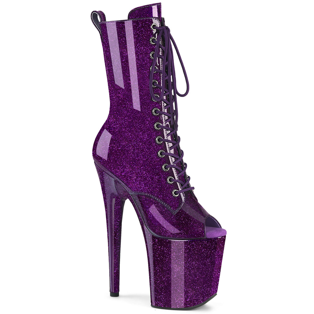 Pleaser Women's Platform Shoes FLAMINGO-1041GP Purple Glitter Pat/M