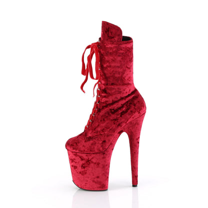 Pleaser  Ankle Boots FLAMINGO-1045VEL Red Velvet/Red Velvet