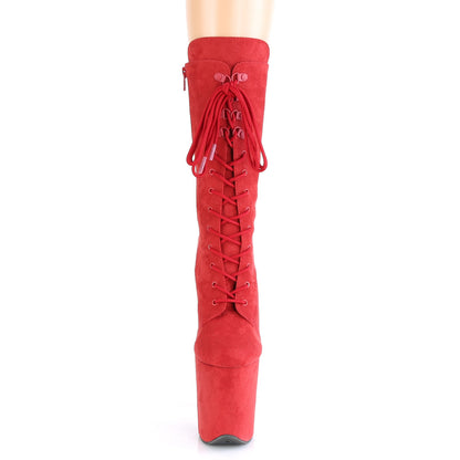 Pleaser Womens Ankle Boots FLAMINGO-1050FS Red Faux Suede/Red Faux Suede