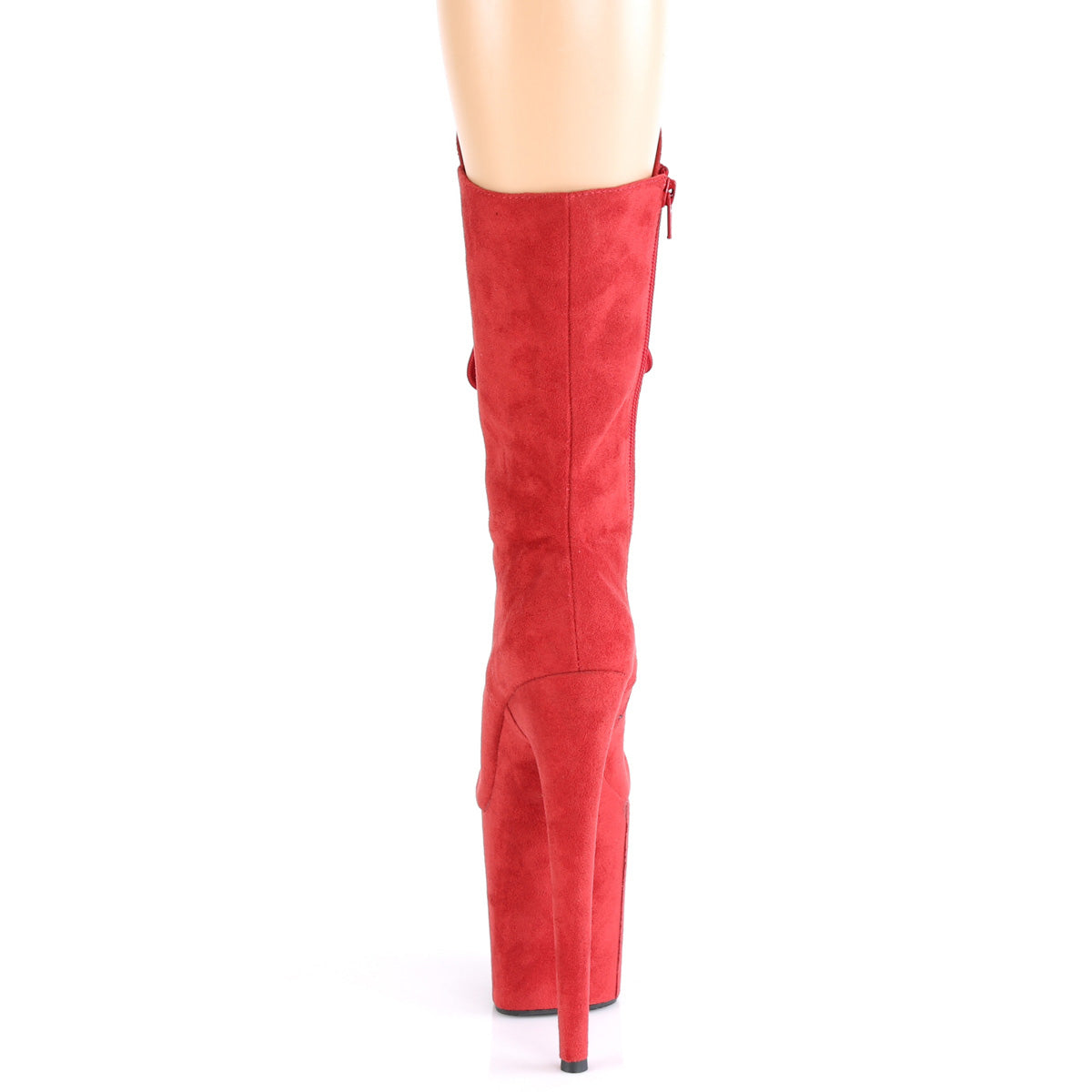 Pleaser Womens Ankle Boots FLAMINGO-1050FS Red Faux Suede/Red Faux Suede
