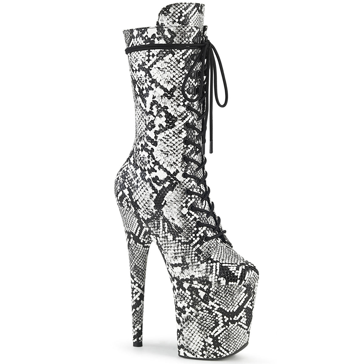 Pleaser Stivaletti da donna FLAMINGO-1050sp Blk-Wht Stampa serpente / Blk-Wht Stampa serpente