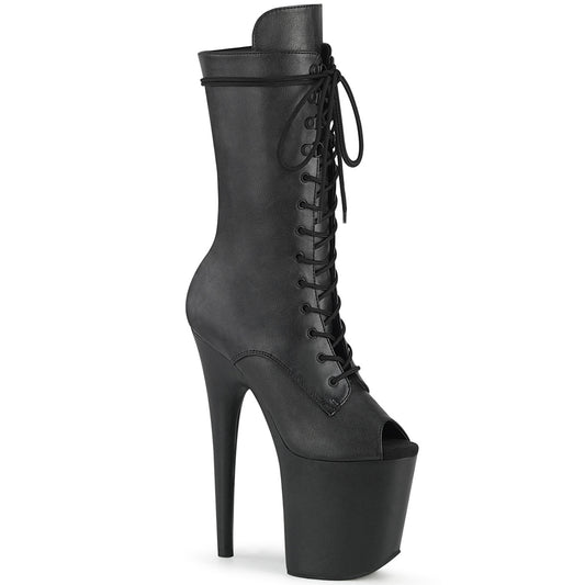 Pleaser Stivaletti da donna FLAMINGO-1051LW BLK in pelle / pelle nera