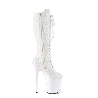 Pleaser Womens Boots FLAMINGO-2020MG Wht Multi Glitter/Blk