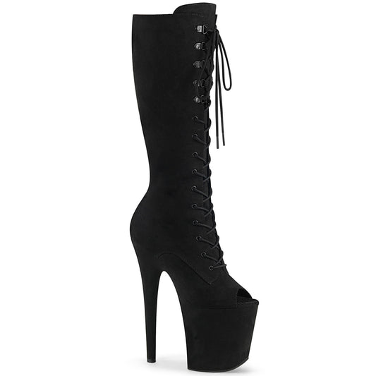 Pleaser Womens Boots FLAMINGO-2051FS Blk Faux Suede/Blk Faux Suede