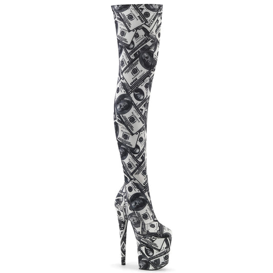 Pleaser Stivali da donna FLAMINGO-3000dp wht-blk str. Tessuto / tessuto WHT-BLK