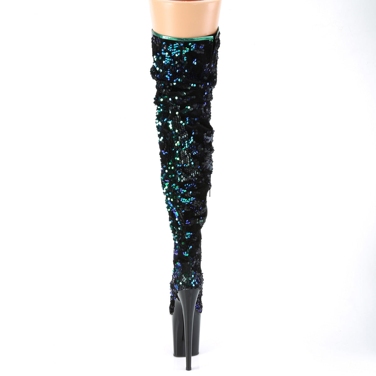 Pleaser Stivali da donna FLAMINGO-3004 Paillettes iridescenti verdi / BLK