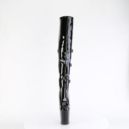 Pleaser   FLAMINGO-3018 Blk Str. Pat/Blk