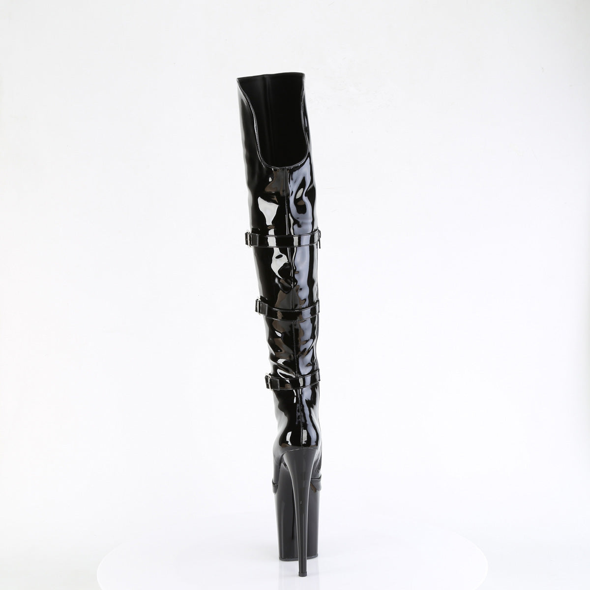 Pleaser   FLAMINGO-3018 Blk Str. Pat/Blk