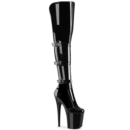 Pleaser   FLAMINGO-3018 Blk Str. Pat/Blk