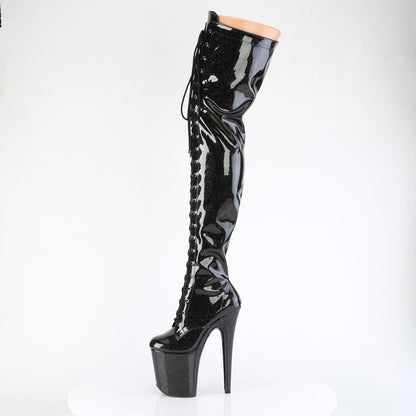 Pleaser Women's Platform Shoes FLAMINGO-3020GP Blk Glitter Pat/M