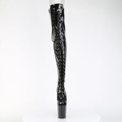 Pleaser Women's Platform Shoes FLAMINGO-3021GP Blk Glitter Pat/M