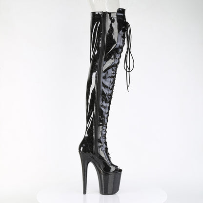 Pleaser Women's Platform Shoes FLAMINGO-3021GP Blk Glitter Pat/M