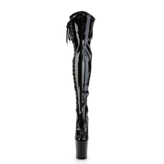 Pleaser Women's Platform Shoes FLAMINGO-3050 Blk Str Pat/Blk