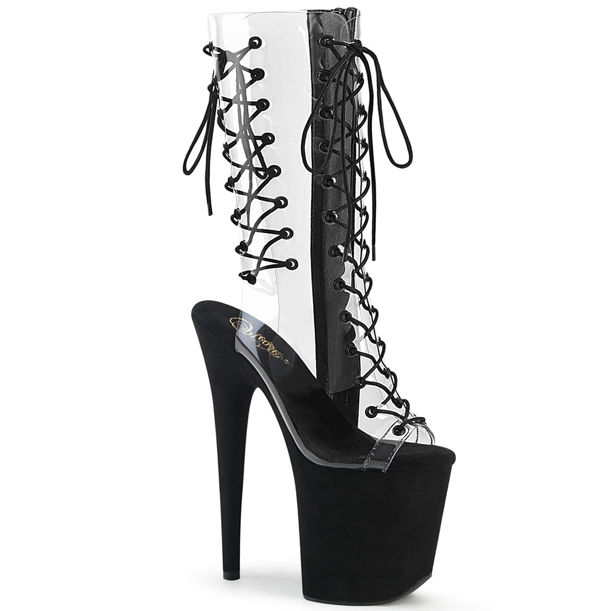 Pleaser Stivaletti da donna FLAMINGO-800-60FS CLR / BLK FAUX Suede Suede