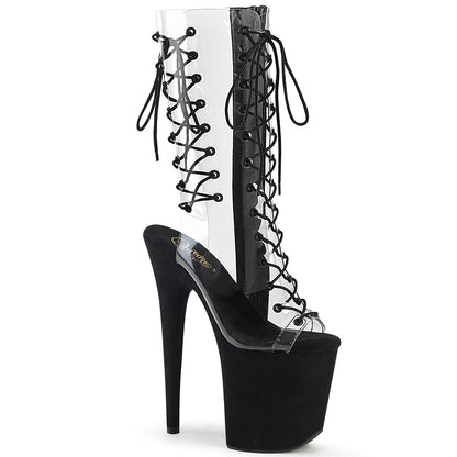 Pleaser Stivaletti da donna FLAMINGO-800-60FS CLR / BLK FAUX Suede Suede